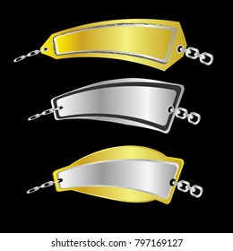 set of blank badge label sticker banner tag vector with golden and silver style
