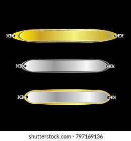 set of blank badge label sticker banner tag vector with golden and silver style