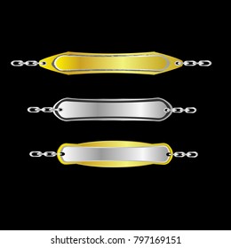set of blank badge label sticker banner tag vector with golden and silver style