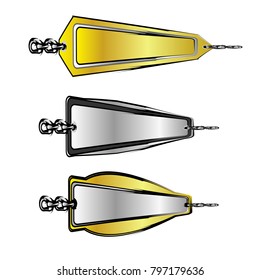set of blank badge label sticker banner tag vector with golden and silver and abstract black outline style