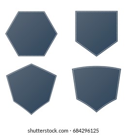 set of blank badge vector with dotted line inside