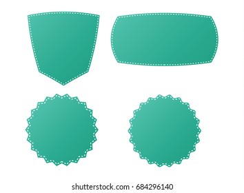 set of blank badge vector with dotted line inside
