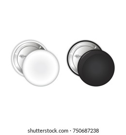 Conjunto de crachás em branco. Pin broche mockup. Ilustração 3d para seu design