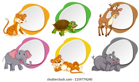A set of blank banner with animals illustration