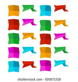 set of blank banner shapes in different colors