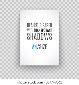 Set of blank banner sheet of paper with shadow material design element for advertising and promotional isolated on transparent background. Vector illustration white horizontal sticker Empty copy space