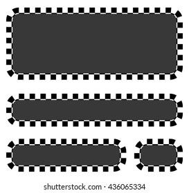 Set of blank banners, plaques with checkered borders for racing, auto sport, motor sport, gokart themes. checkered borders, frames