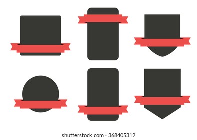 Set of Blank Banners with Ribbon - Isolated Vector Illustration