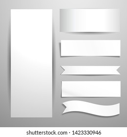 Set of blank banners and ribbons for design. Mockup template with shadow 