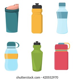 Set of blank bicycle plastic bottles for water