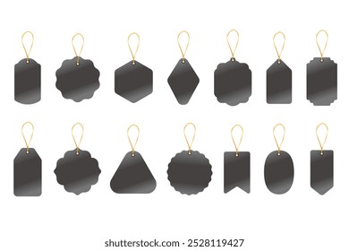 Set Of Blank Black Discount Sale Tags, Labels, Stickers. Sale Tags For Discount Sale Promotion Vector Illustration