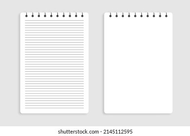 Set of blank and black lined, notebook interior