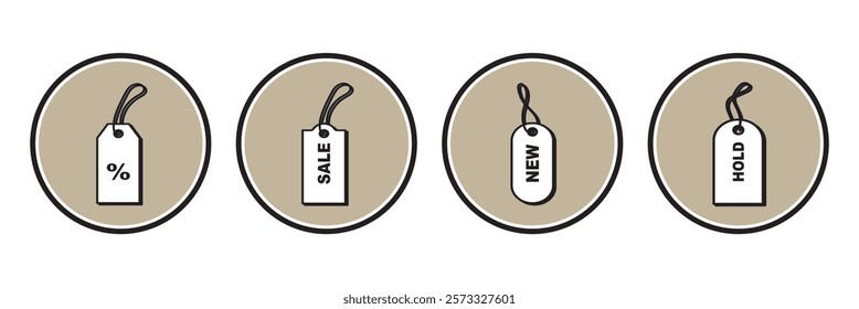 Set blank black paper price tags or gift tags. Special offer or shopping discount label. Promotional sale badge. Paper labels with cord.
