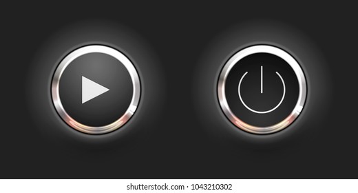 Set of blank black round buttons for website or app. Vector Illustration.