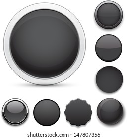 Set of blank black round buttons for website or app. Vector eps10.