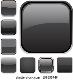 Set of blank black square buttons for website or app. Vector eps10.