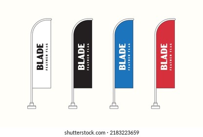 Set of Blank Blade Promo Flags, Vector Template. Collection of Minimalistic Feather Promotional Bow Flags for Events.