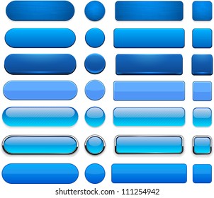 Set of blank blue buttons for website or app. Vector eps10.