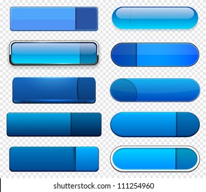 Set of blank blue buttons for website or app. Vector eps10.