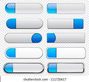 Set of blank blue buttons for website or app. Vector eps10.