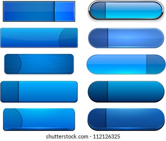 Set of blank blue buttons for website or app. Vector eps10.