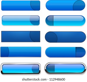 Set of blank blue buttons for website or app. Vector eps10.