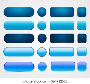 Set of blank blue buttons for website or app. Vector eps 10.