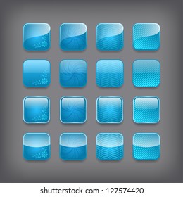 Set of blank blue buttons for you design or app.