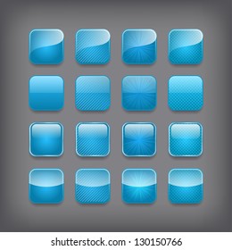 Set of blank blue buttons for you design or app.