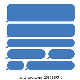 Set of blank blue speech bubbles. Speak bubble text. Empty speech bubbles.