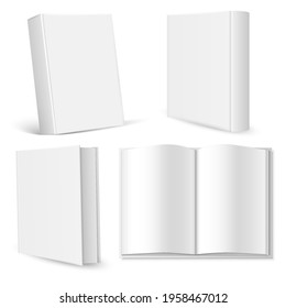 Set of blank book cover, booklet, brochure template isolated on white background. Vector illustration. Eps 10.