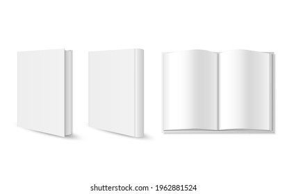 Set of blank book cover, booklet, brochure template isolated on white background. Vector illustration. Eps 10.