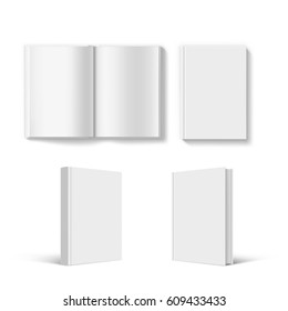 Set of blank book cover template. Isolated on white background. Stock vector illustration.