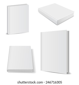 Set of blank books front view cover white. vector illustrations