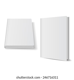 Set of blank books front view cover white. vector illustrations