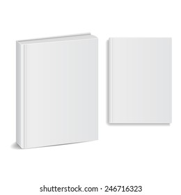 Set of blank books front view cover white. vector illustrations