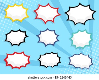 set of blank boom label comic book vector illustration flat design