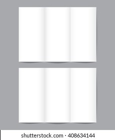Set of blank brochure mockup template in A4 size isolated on gray background. Vector illustration. Mockup for design