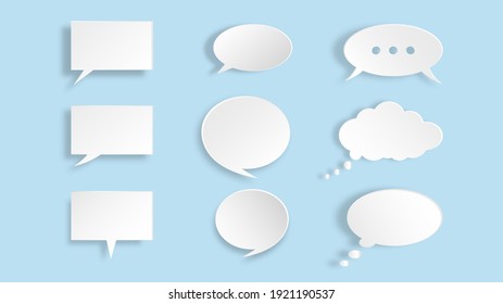 Set of blank bubble speech isolated on blue vector illustration 