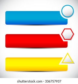 Set of blank buttons with circle, octagon and triangle shapes, signs