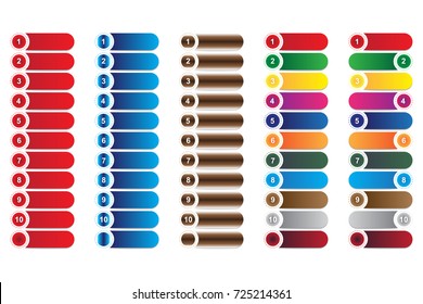 Set of blank buttons for web design workflow layout, diagram, number options. Modern infographics options banner.