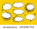 set of blank callout with comic style design, white outlined callout on yellow background 