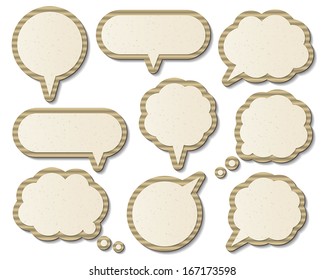 set of blank cardboard paper speech bubbles. infographic elements. vector.