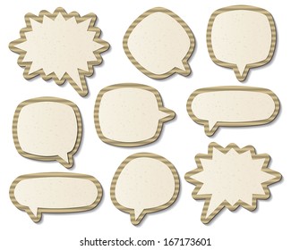 set of blank cardboard paper speech bubbles. infographic elements. vector