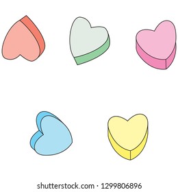 Set Of Blank Cartoon Conversation Hearts