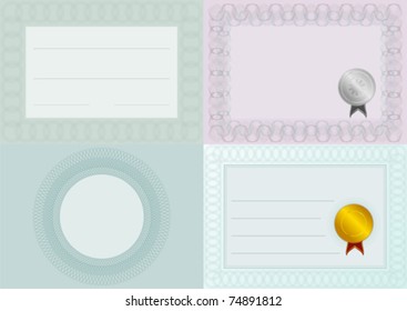 Set of Blank Certificate Backgrounds in Shades of Green