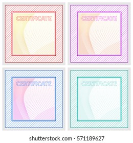 Set of blank certificate of participation. Vector illustration for graphic design