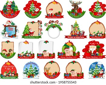Set of blank Christmas card template isolated on white background illustration