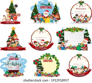 Set mit leerer Weihnachtspostkarte und Logo, einzelne Illustration