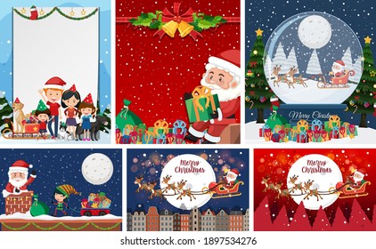 Set of blank Christmas postcard or poster isolated illustration